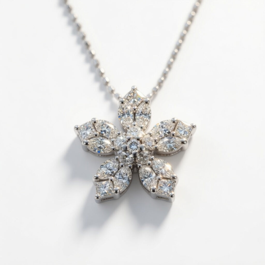 Miamories Crystal Flower Necklace with personalized voice recording keepsake box